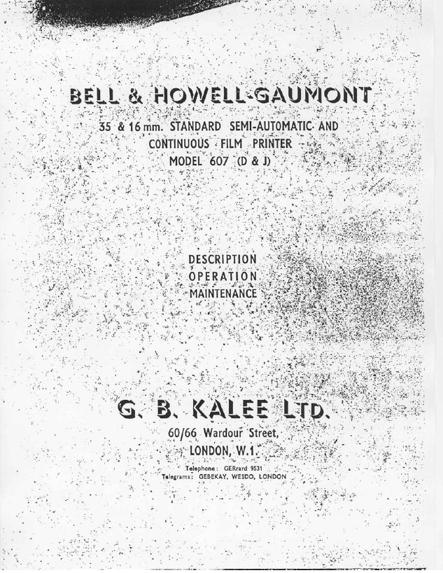 B&H Gaumont Kalee Modsel D & J Printer