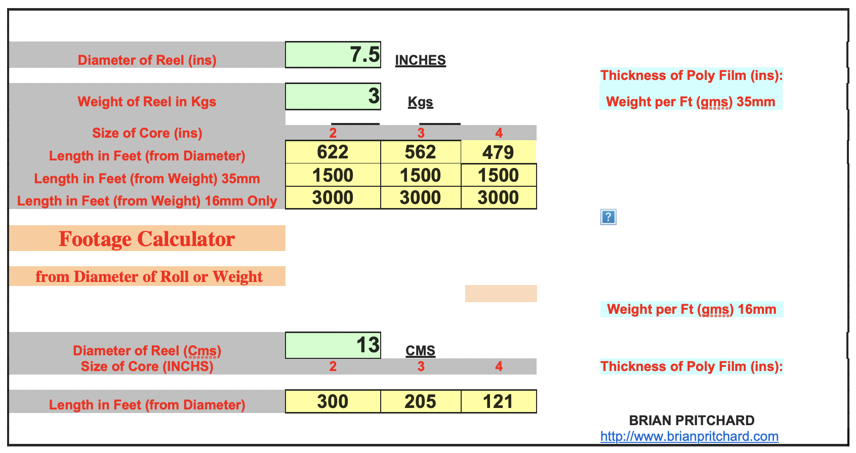 Film Length Calculator. Image