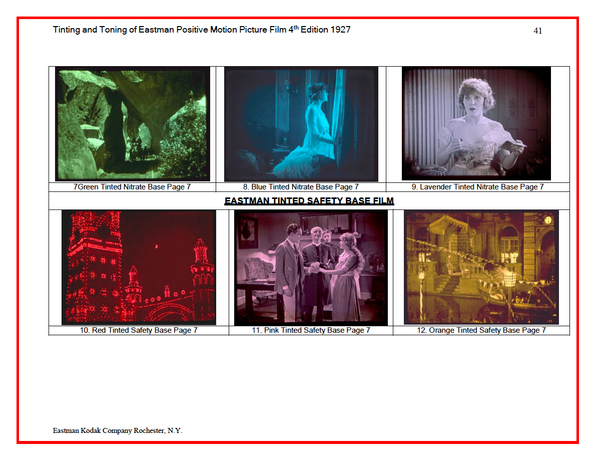 Tinting and Toning Eastman Positive Film 1927 Page 41