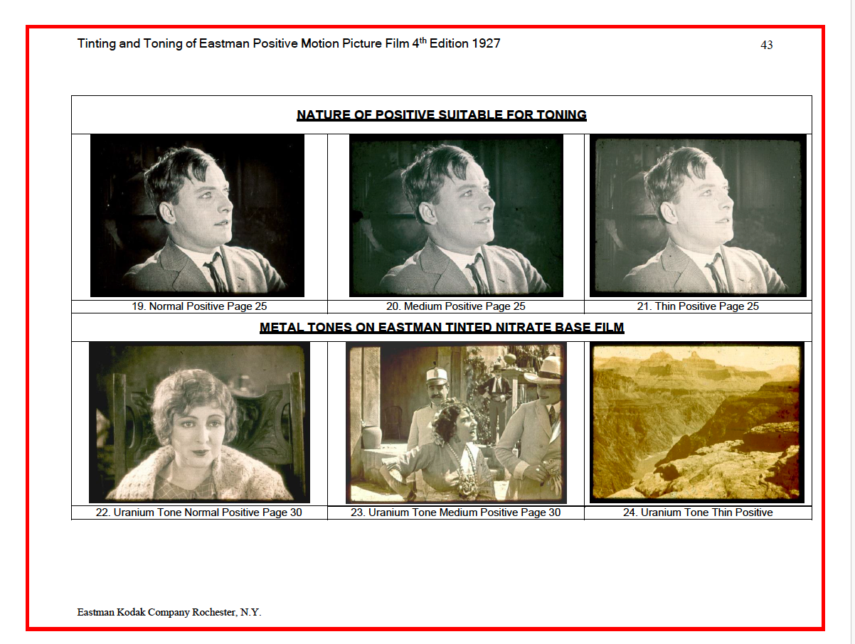 Tinting and Toning Eastman Positive Film 1927 Page 42