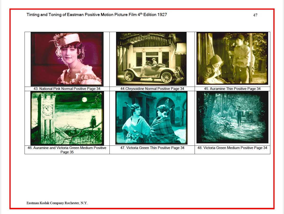 Tinting and Toning Eastman Positive Film 1927 Page 46